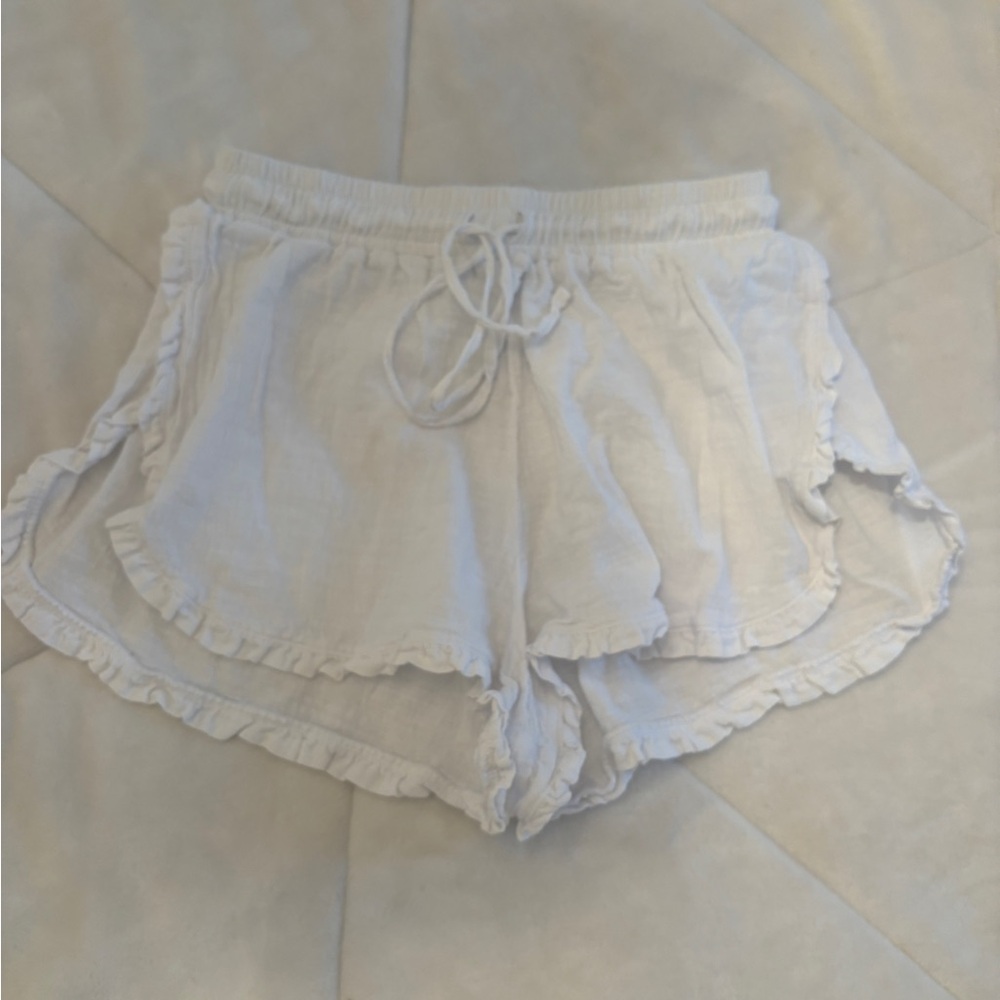 Women's Ruffled White Shorts